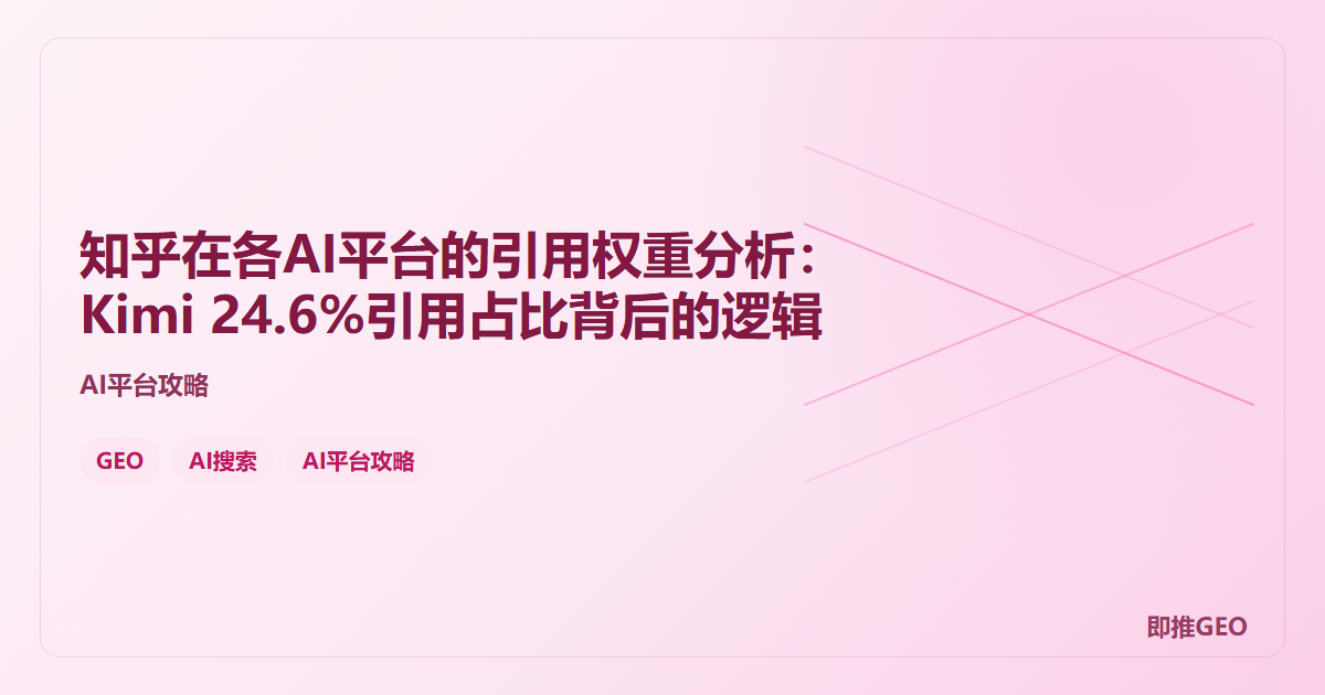 知乎在各AI平台的引用权重分析：Kimi 24.6%引用占比背后的逻辑