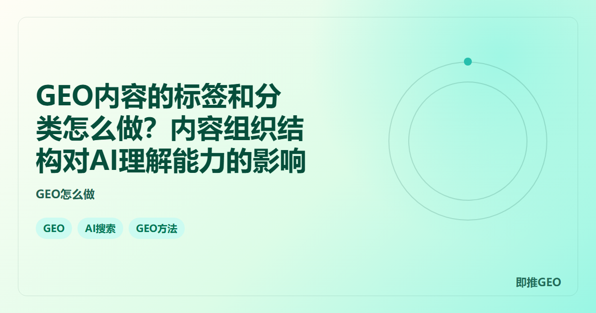GEO内容的标签和分类怎么做？内容组织结构对AI理解能力的影响
